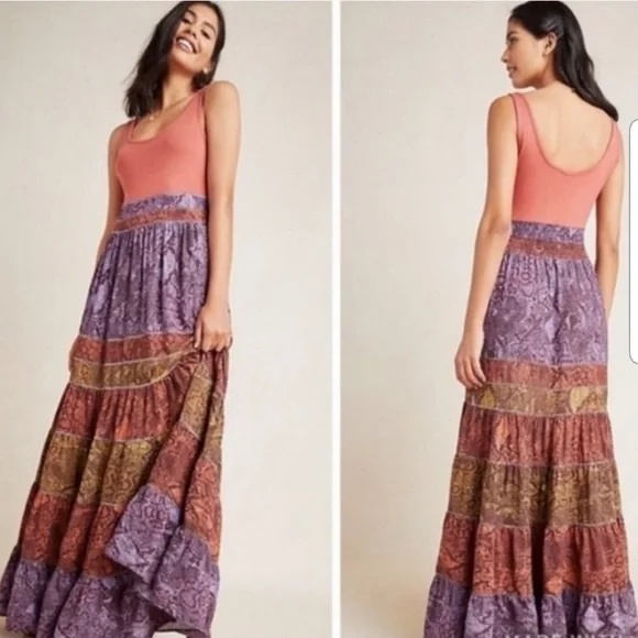 ANTHROPOLOGIE Colima Maxi Tiered Dress - Picture 11 of 12